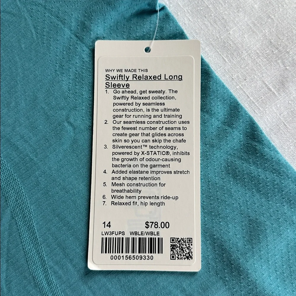 Lululemon Swiftly Relaxed Long Sleeve Shirt Washed Blue 14 NWT WBLE - Picture 9 of 10